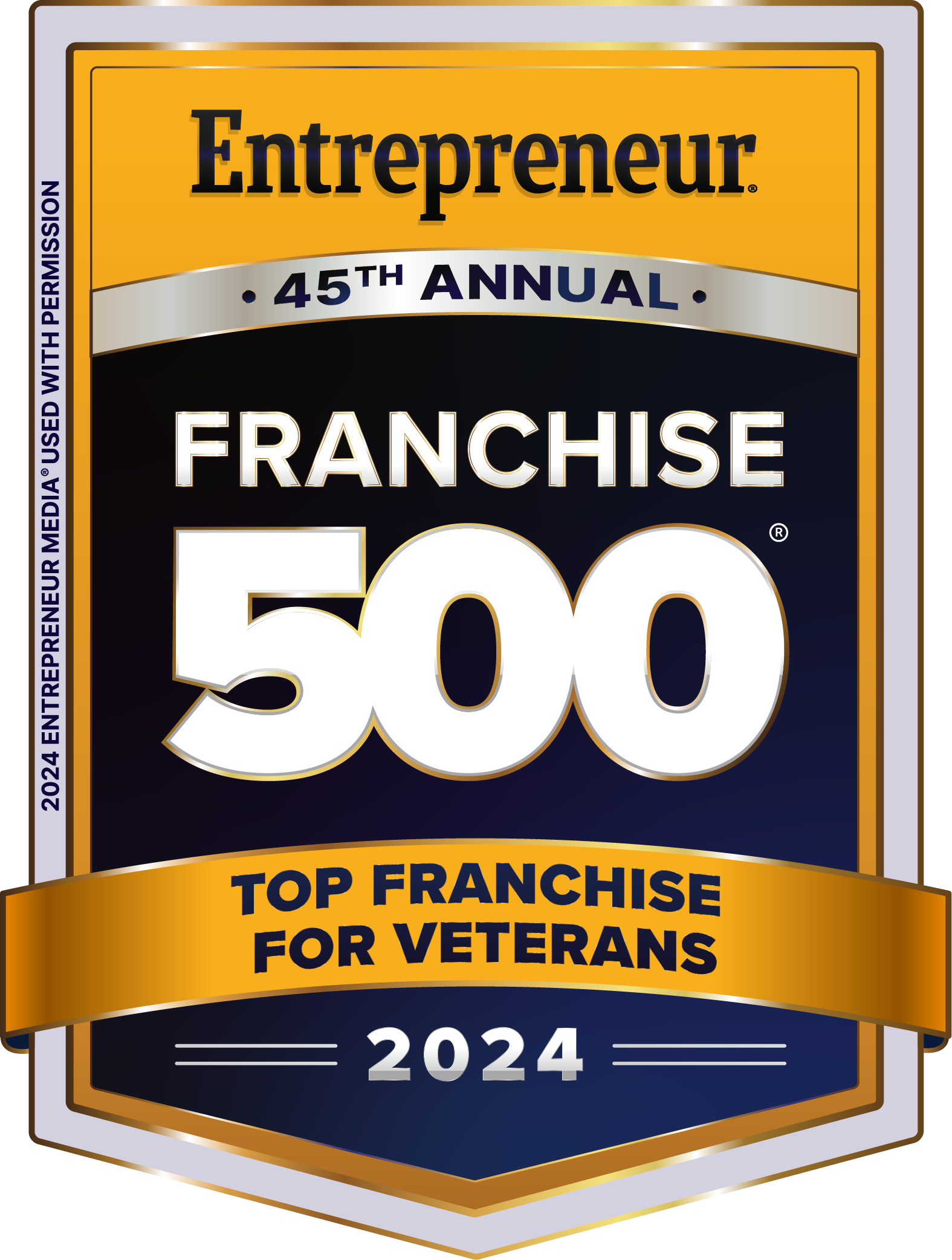 Entrepreneur Franchise 500 Top Franchise for Veterans 2024 badge