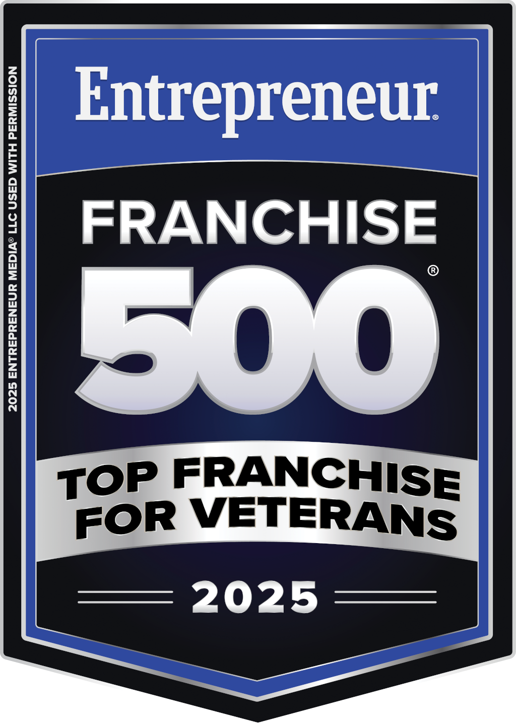Entrepreneur Franchise 500 Top Franchise for Veterans 2024 badge