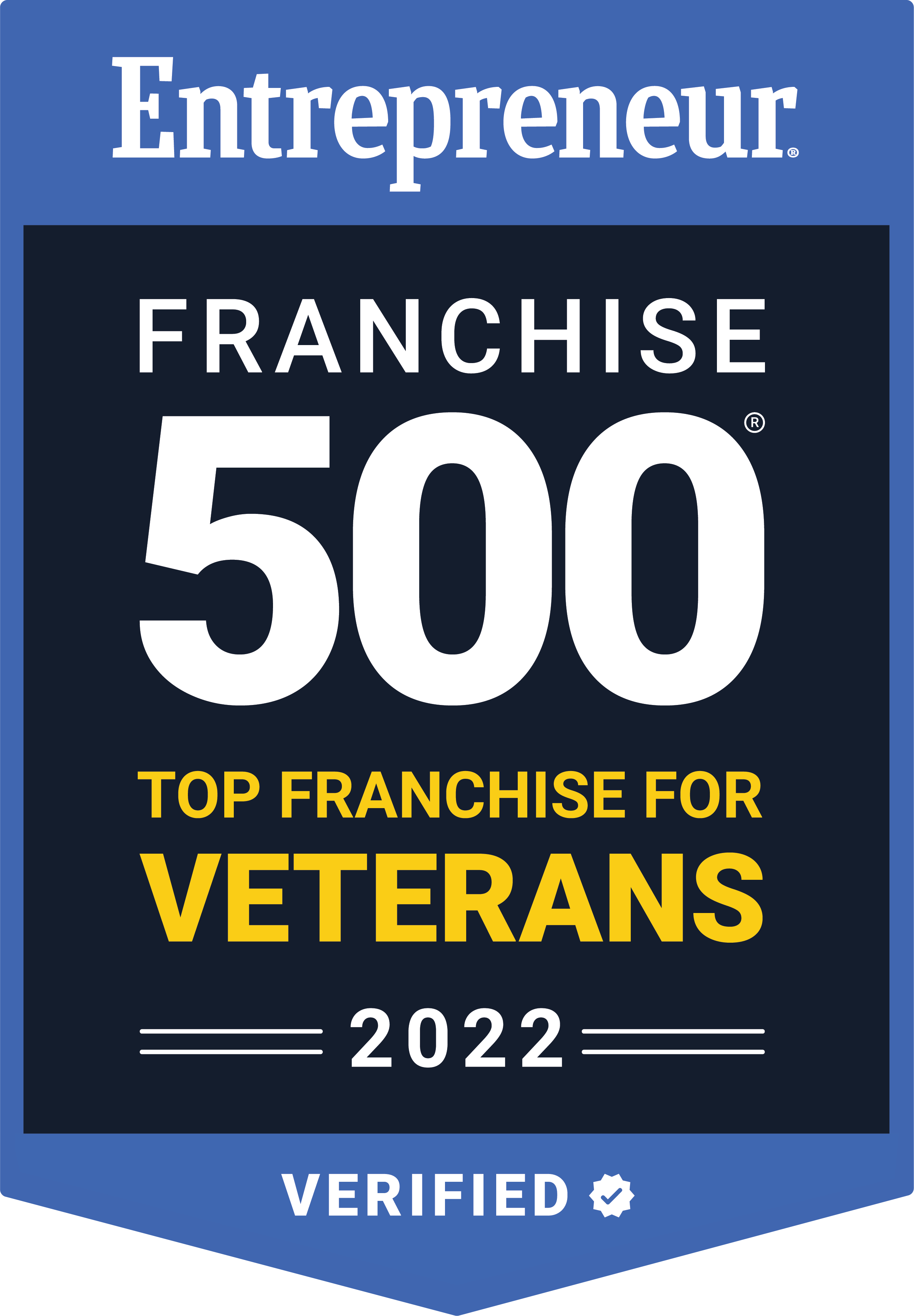 Entrepreneur's Franchise Top Rated for Veterans in 2022 badge