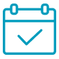 Blue checkmark on a calendar icon