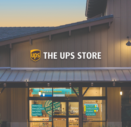 The UPS Store front in the evening